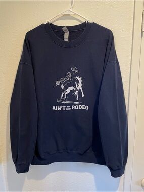 Oversized Retro Western Mercury Crewneck Sweatshirt Navy Blue XL 🐎✨